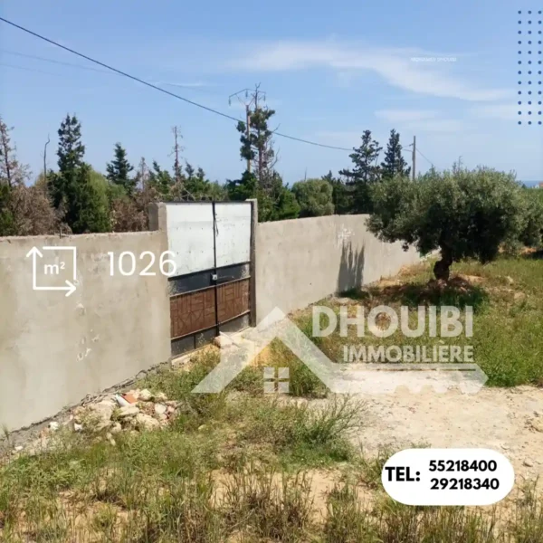 أرض صالحة للبناء شط مريم سوسة- 1026متر– Terrain constructible à vendre Chatt Mariem Sousse