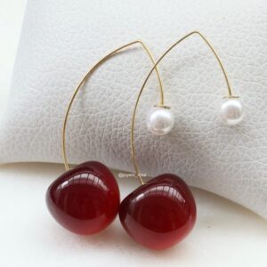 Boucles d'oreilles cerise rouge